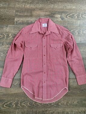 Ten Tex Vintage Western  Red Gingham Long-Sleeve Button-Up Shirt - Men's